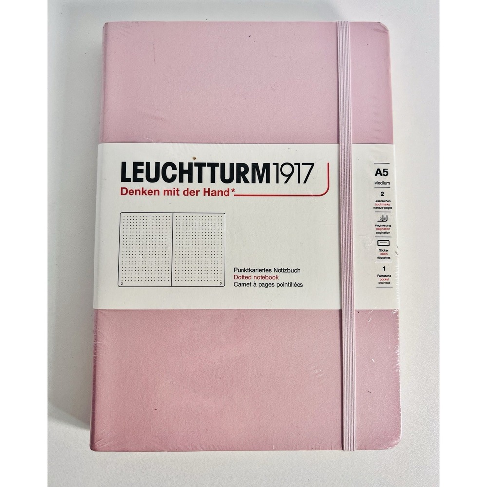 Leuchtturm 1917 Hardcover Dot Grid Notebook - Pink - Medium A5 - NEW SEALED